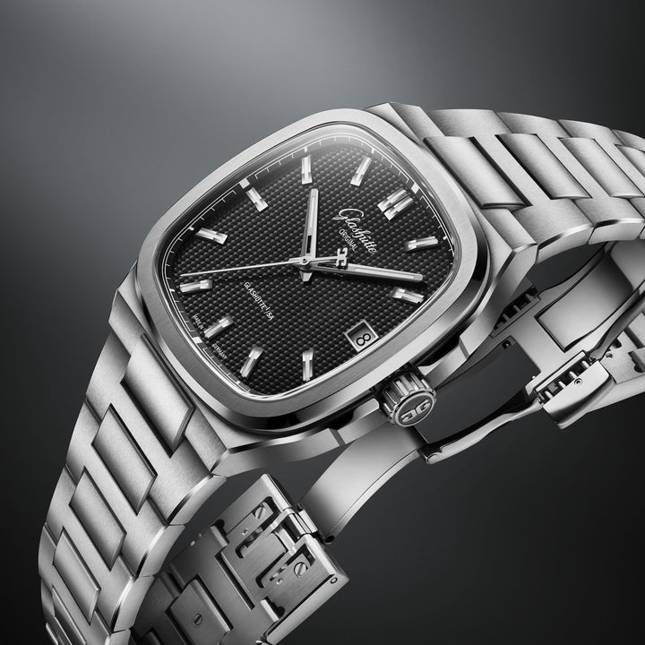 Glashütte Original - 70s Limited Edtion - 1-36-10-04-02-86 – Automatikwerk – schwarz - 39 mm x 39 mm - Herrenuhr aus Edelstahl