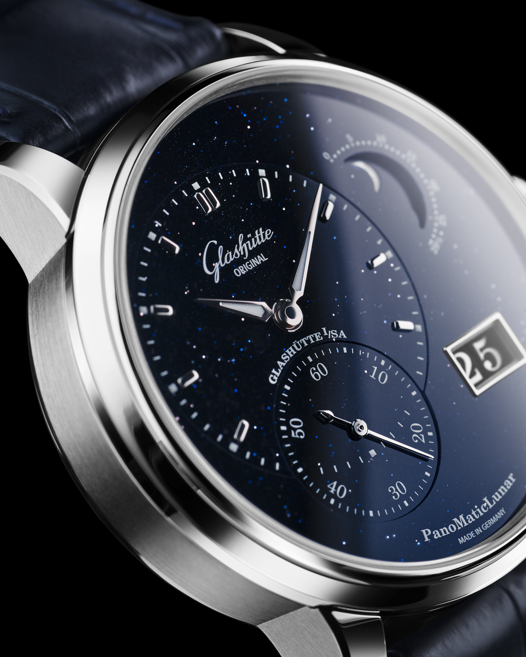 Glashütte Original - PanoMaticLunar Limited Anniversary Edition - 1-92-14-01-03-61 – Automatikwerk – blau - 40 mm - Herrenuhr mit Moonphase