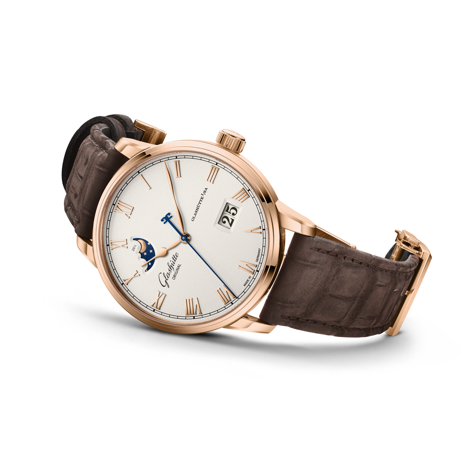 Glashütte Original - Senator Excellence Panoramadatum Mondphase - 1-36-24-02-05-62 – Automatikwerk – Silber, Rotgold - 40 mm - Herrenuhr bei Juwelier Krebber in Mönchengladbach