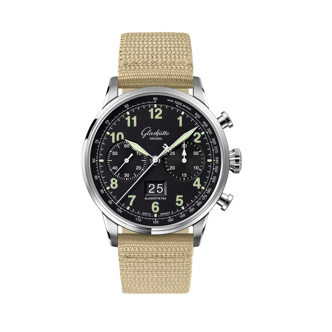 Glashütte Original - Senator Chronograph Navigator - 1-37-24-20-12-64 – Automatikwerk – schwarz, beige - 41 mm - Herrenuhr