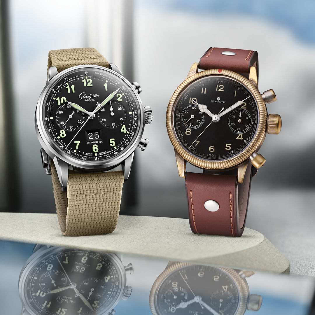 Glashütte Original - Senator Chronograph Navigator - 1-37-24-20-12-64 – Automatikwerk – schwarz, beige - 41 mm - Herrenuhr