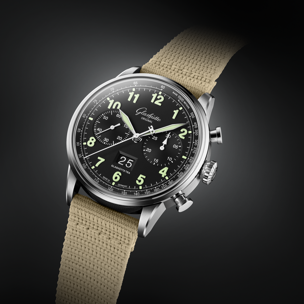 Glashütte Original - Senator Chronograph Navigator - 1-37-24-20-12-64 – Automatikwerk – schwarz, beige - 41 mm - Herrenuhr in Mönchengladbach kaufen