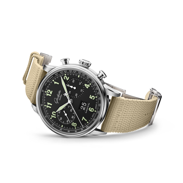 Glashütte Original - Senator Chronograph Navigator - 1-37-24-20-12-64 – Automatikwerk – schwarz, beige - 41 mm - Herrenuhr