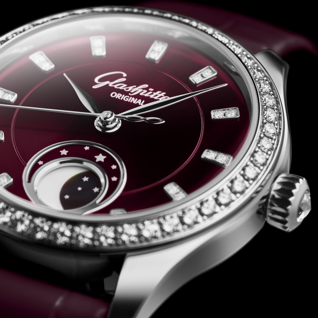 Glashütte Original - Serenade Luna - 1-35-14-10-12-04 – Automatikwerk – lila - 32,5 mm - Damenuhr mit Diamantlünette