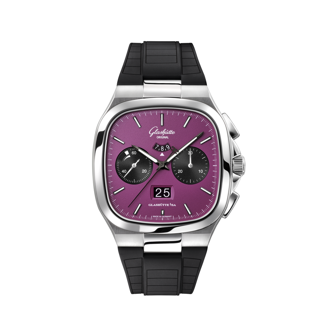 Glashütte Original - Seventies Chronograph Panoramadatum - 1-37-02-20-02-63 – Automatikwerk – lila - 40 x 40 mm - Herrenuhr