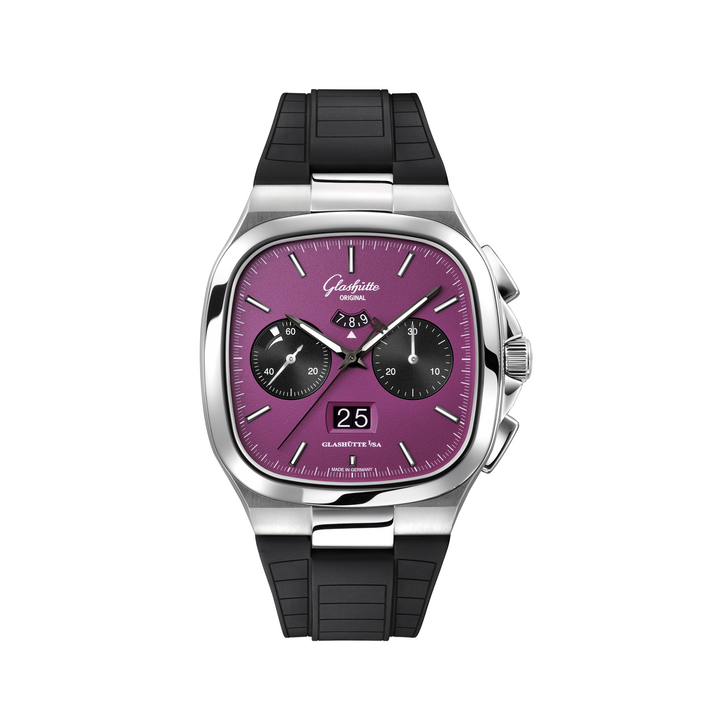 Glashütte Original - Seventies Chronograph Panoramadatum - 1-37-02-20-02-63 – Automatikwerk – lila - 40 x 40 mm - Herrenuhr