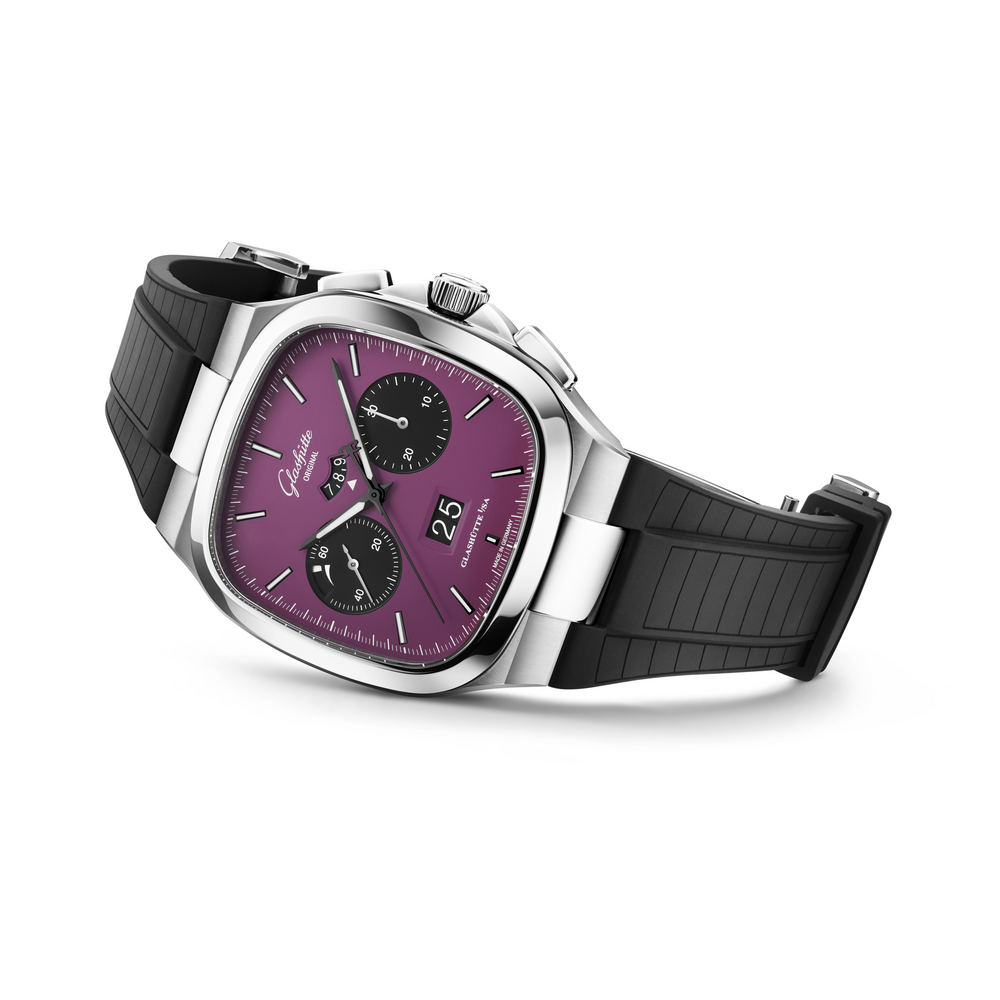Glashütte Original - Seventies Chronograph Panoramadatum - 1-37-02-20-02-63 – Automatikwerk – lila - 40 x 40 mm - Herrenuhr bei Juwelier Krebber in Mönchengladbach