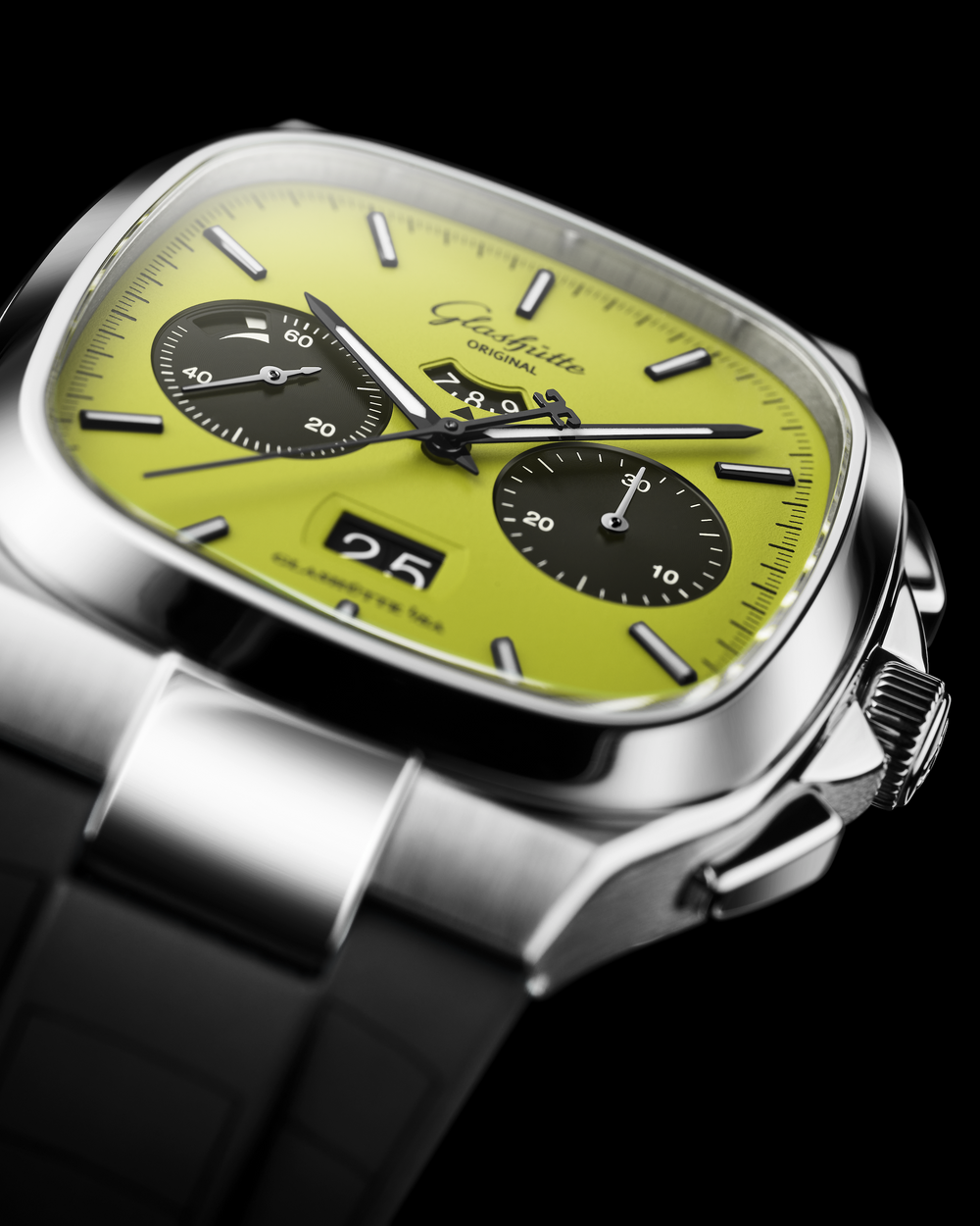 Glashütte Original - Seventies Chronograph Panoramadatum - 1-37-02-19-02-63 – Automatikwerk – grün - 40 x 40 mm - Herrenuhr bei Juwelier Krebber 