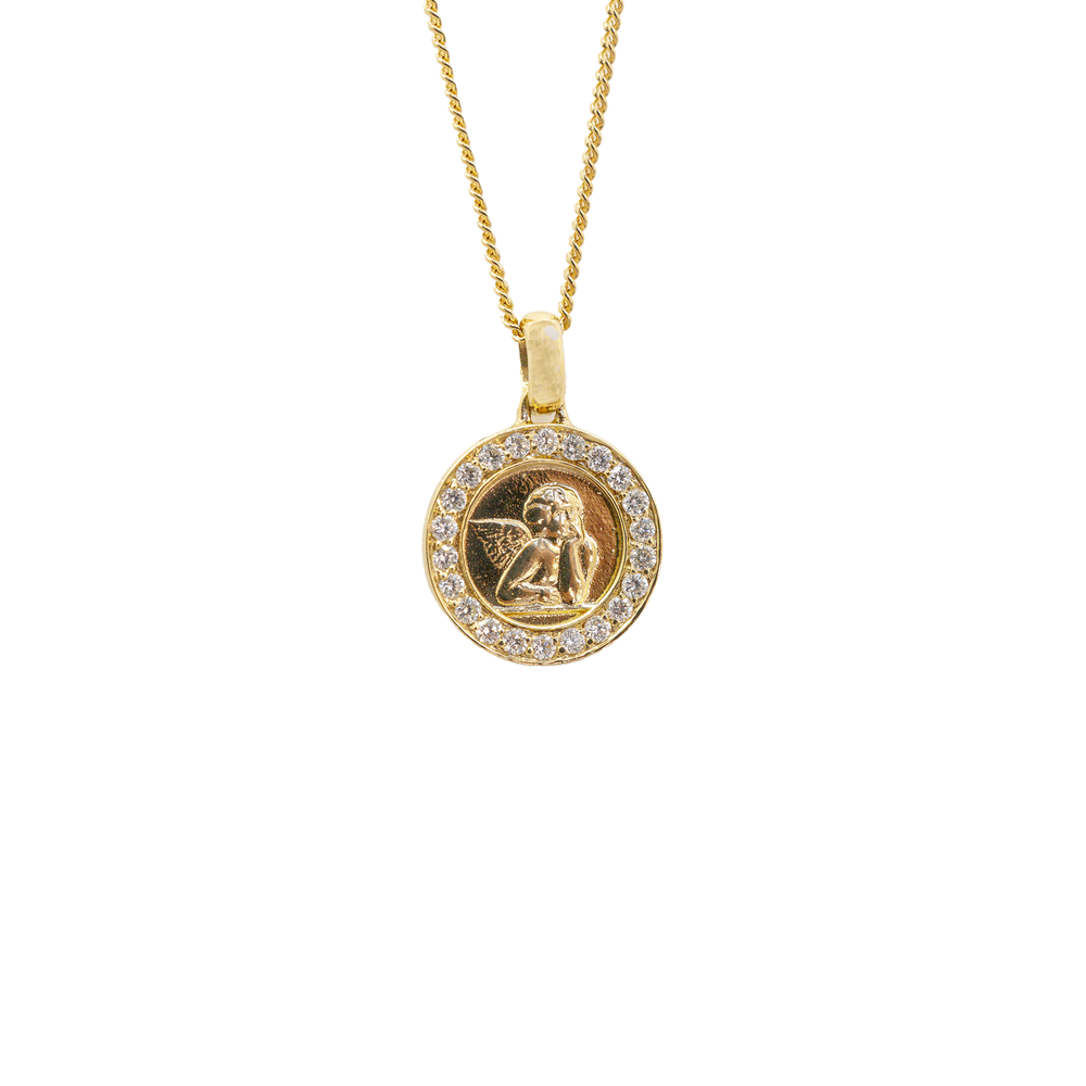 Krebber - Halskette Schutzengel – 212-M419 – Gelbgold – Diamanten - Halskette für Damen bei Juwelier Krebber