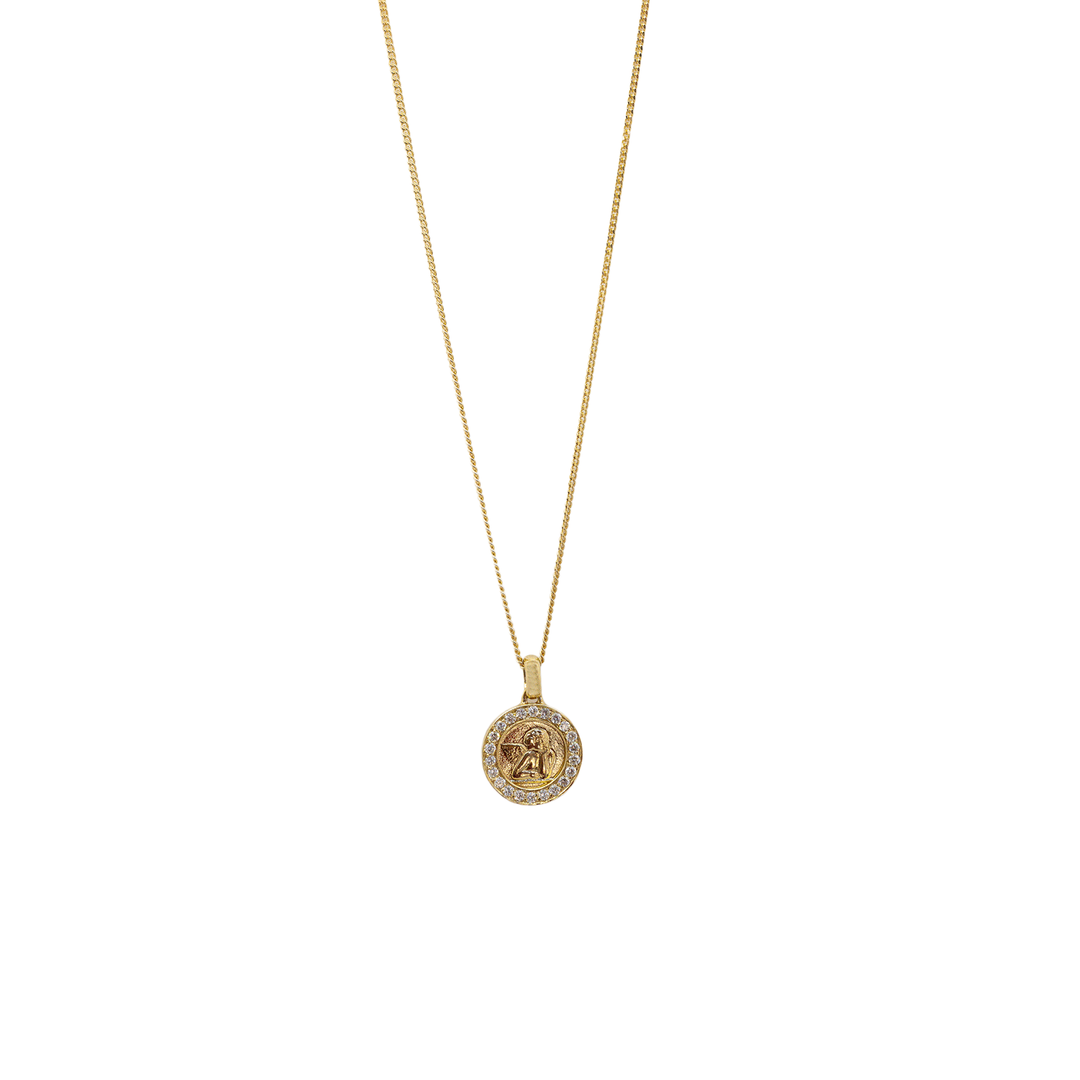 Krebber - Halskette Schutzengel – 212-M419 – Gelbgold – Diamanten - Halskette für Damen