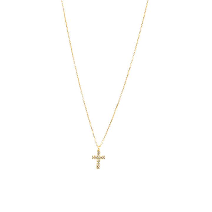 Krebber - Halskette Kreuz - 024-0630-1-GG - Gelbgold - Diamanten - Halskette für Damen