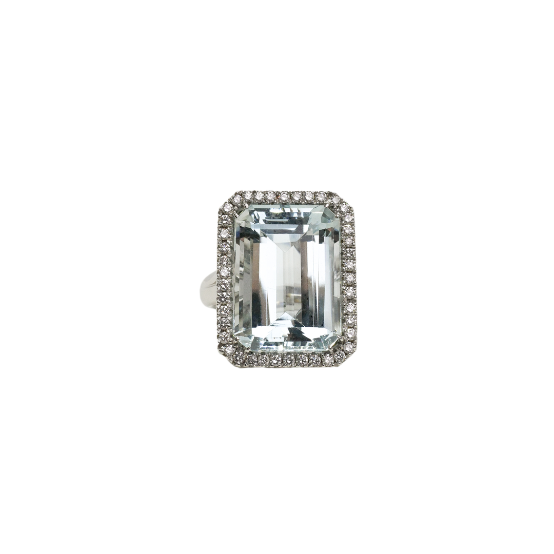 Krebber Ring Aquamarine - 274-238 - Diamanten und Farbstein - Damenring