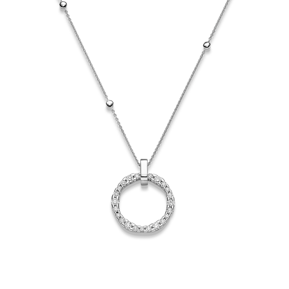 Leo Wittwer - Candlelight Wave Anhänger – 21-1036471-1000 – Weißgold – Diamanten - Anhänger für Damen mit passender Halskette