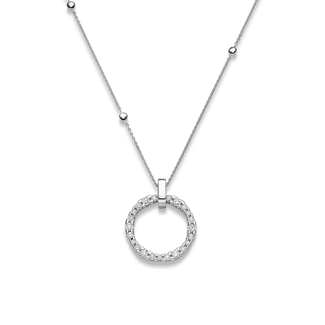 Leo Wittwer - Candlelight Wave Anhänger – 21-1036471-1000 – Weißgold – Diamanten - Anhänger für Damen mit passender Halskette