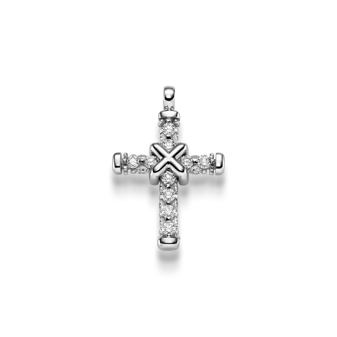 Leo Wittwer Anhänger Kreuz 21-1036971-1000 aus der Candlelight Kollektion in 18 Karat Weißgold und Diamanten.