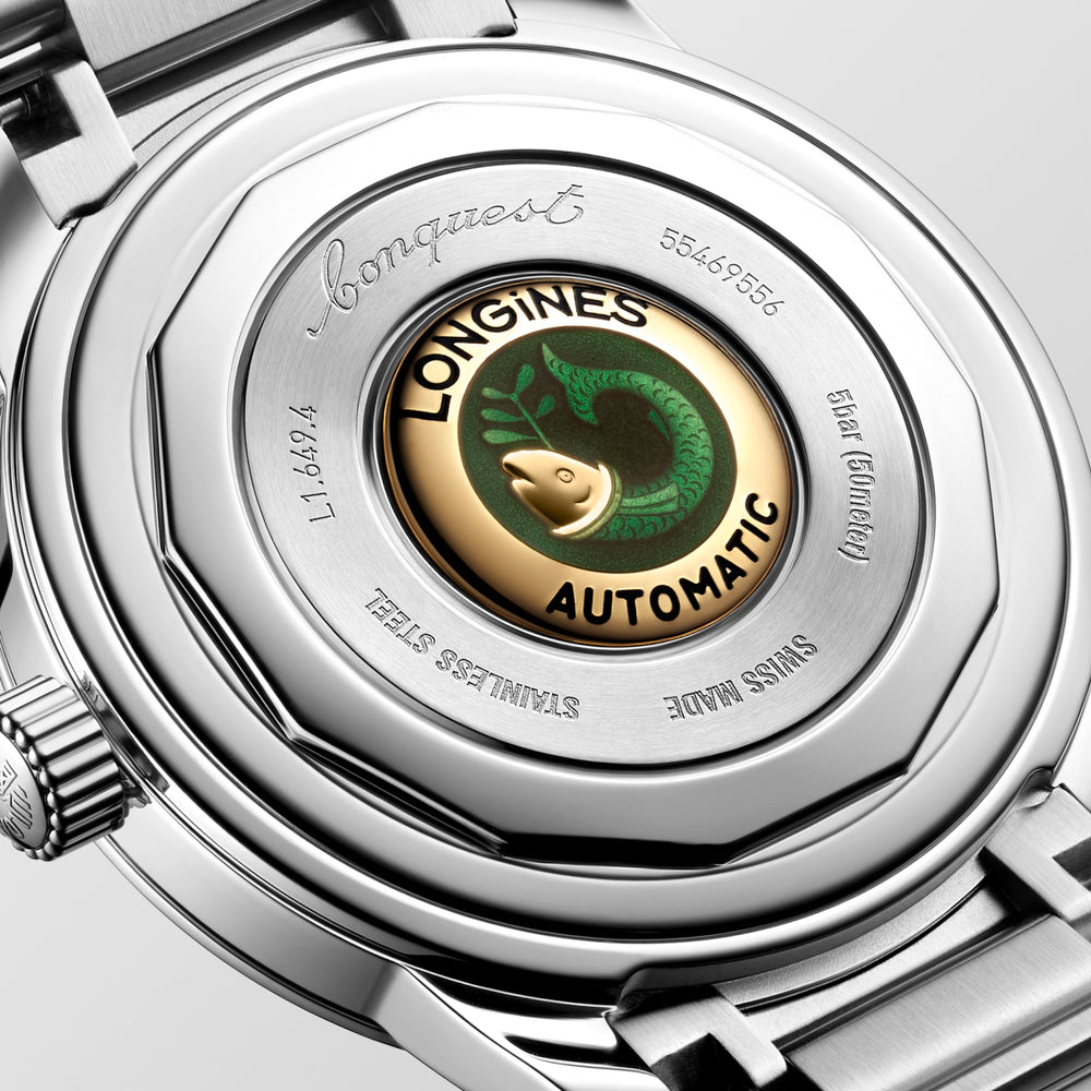 Longines - Conquest Heritage - L1.649.4.92.6 – Automatikwerk – blau - 38 mm - Herrenuhr mit Medaillon