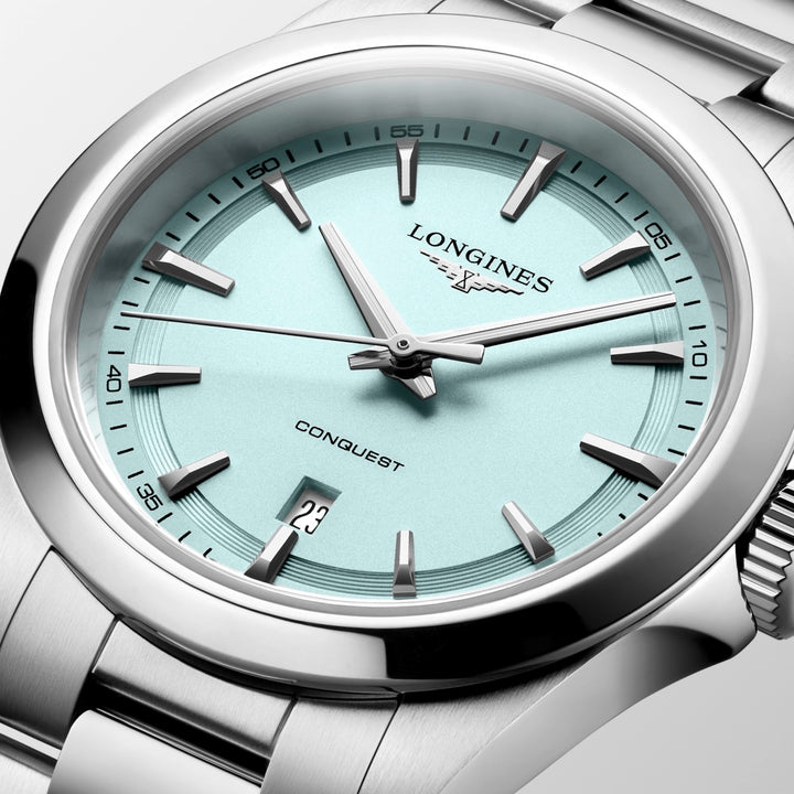 Longines Conquest - L3.350.4.92.6 – Quarzwerk – mintblau - 30 mm - Damenuhr in mintblau