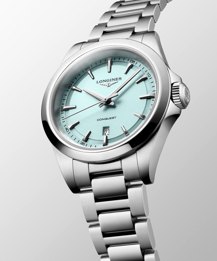 Longines Conquest - L3.350.4.92.6 – Quarzwerk – mintblau - 30 mm - Damenuhr bei Juwelier Krebber in Mönchengladbach