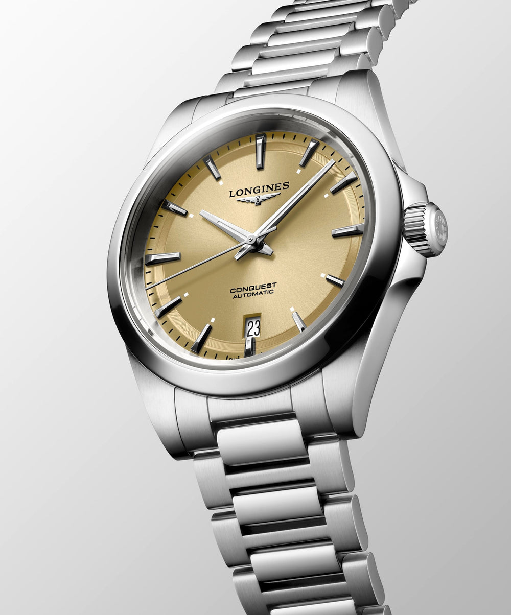 Longines Conquest – L3.720.4.62.6 - Automatikwerk – gelb - 38 mm - Herren- und Damenuhr mit goldfarbenen Zifferblatt