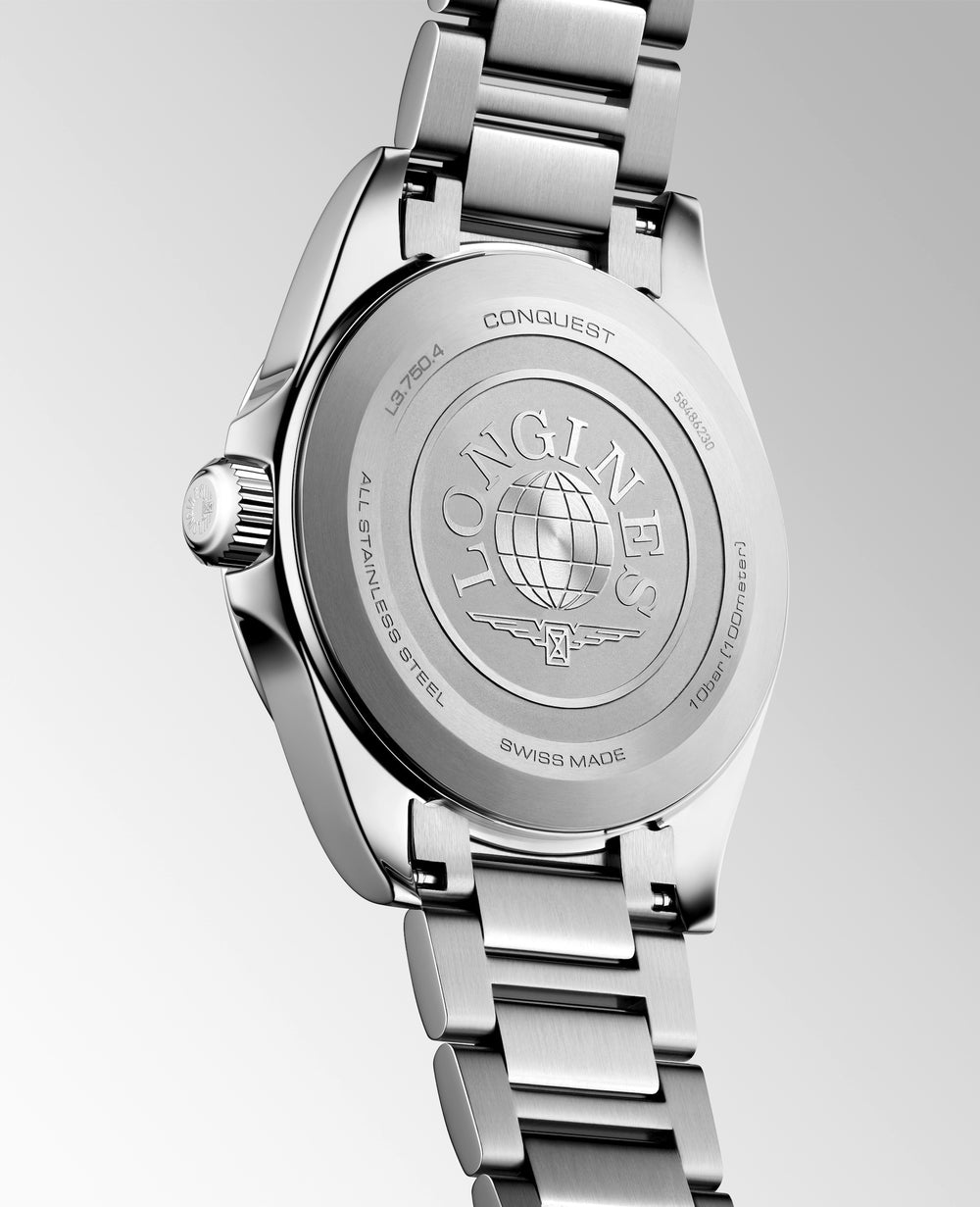 Longines - Conquest - L3.750.4.12.6 – Quarzwerk – weiß - 38 mm - Damen- und Herrenuhr aus Edelstahl