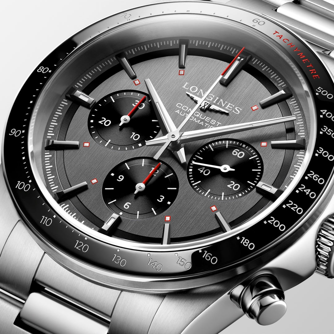 Longines - Conquest Chrono Ski Edition – L3.836.4.52.6 - Automatikwerk – grau, schwarz - 42 mm - Herrenuhr - Limited Edition
