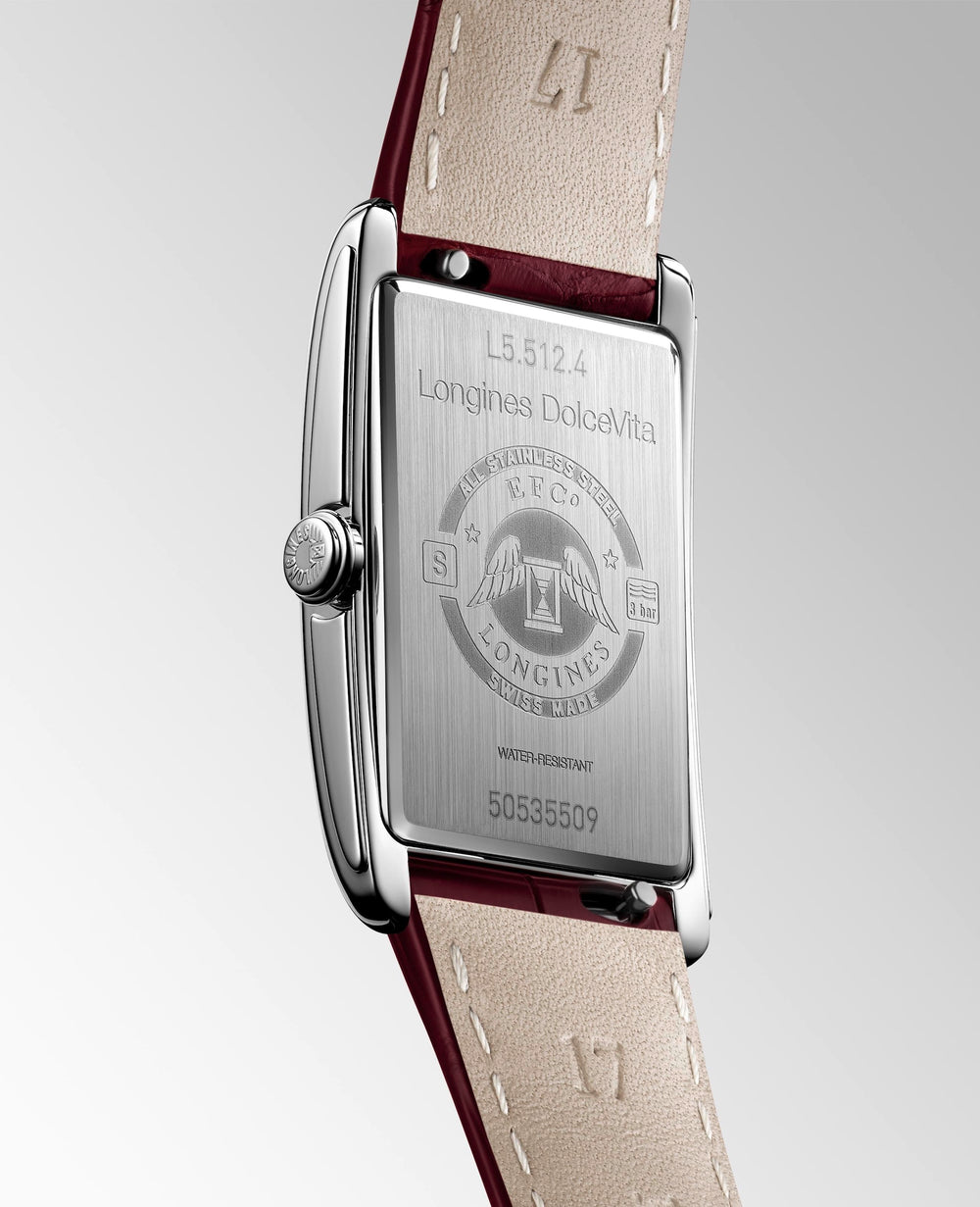 Longines - DolceVita - L5.512.4.28.2 – Quarzwerk – Rosé, Rot - 23,30 mm x 37,00 mm - Damenuhr bei Juwelier Krebber