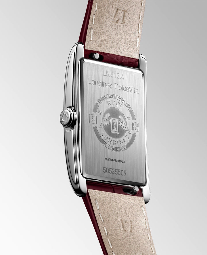 Longines - DolceVita - L5.512.4.28.2 – Quarzwerk – Rosé, Rot - 23,30 mm x 37,00 mm - Damenuhr bei Juwelier Krebber