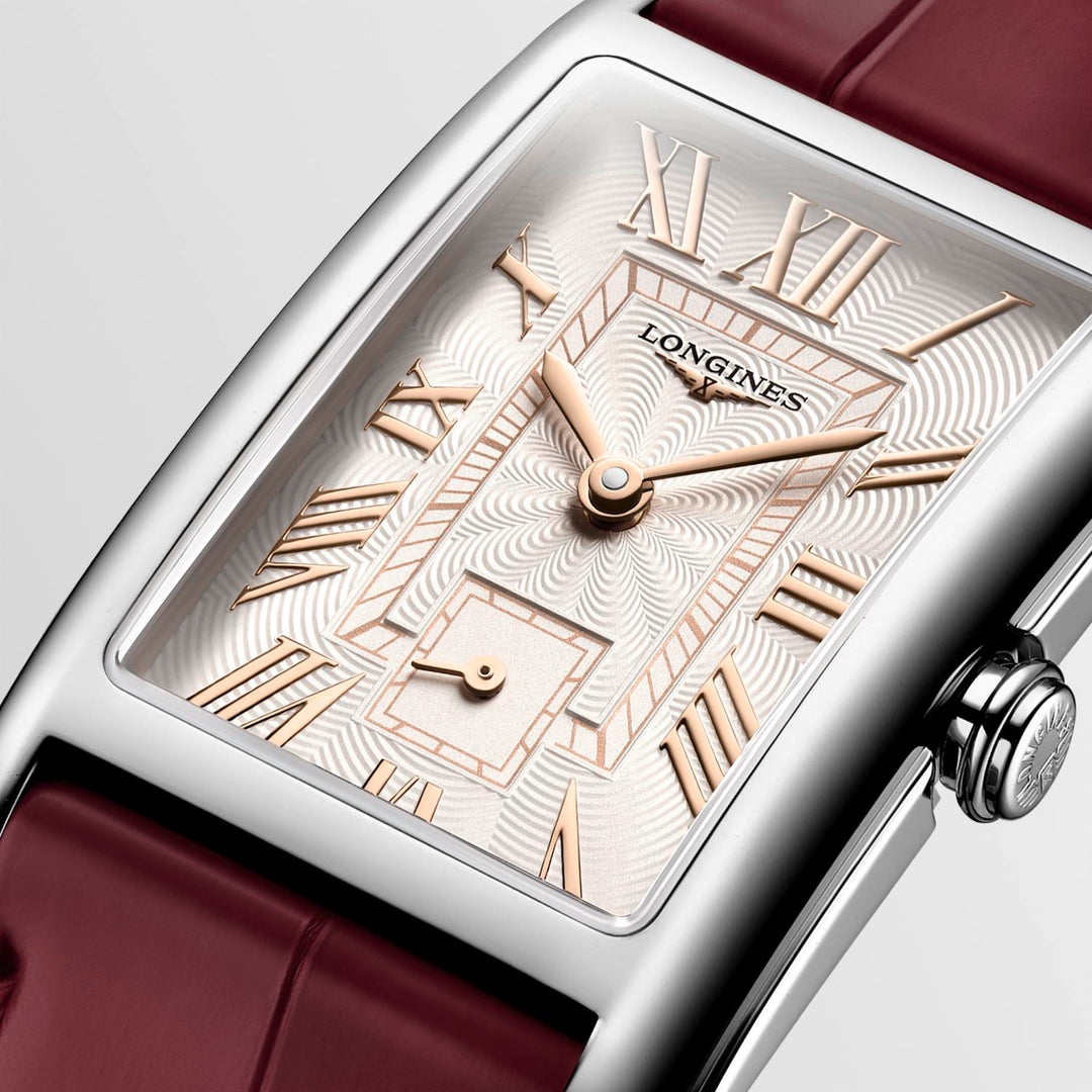 Longines - DolceVita - L5.512.4.28.2 – Quarzwerk – Rosé, Rot - 23,30 mm x 37,00 mm - Damenuhr mit rosé Zifferblatt