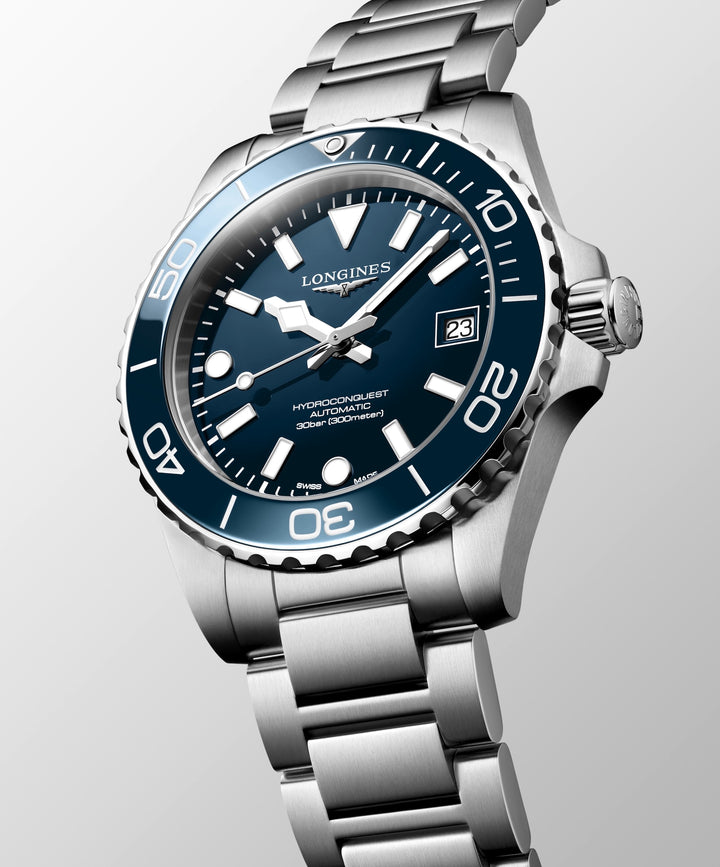 Longines - Hydroconquest - &nbsp;L3.779.4.96.6 – Automatikwerk – blau - 39 mm - Herren- und Damenuhr bei Juwelier Krebber in Mönchenglabdbach