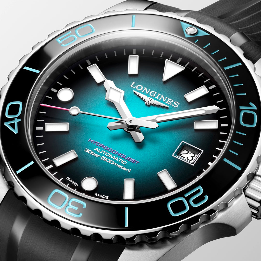 Longines - Hydroconquest 2026 Commonwealth Games Edition - L3.788.4.09.9 – Automatikwerk – schwarz, blau, grün - 42 mm - Herrenuhr in türkis