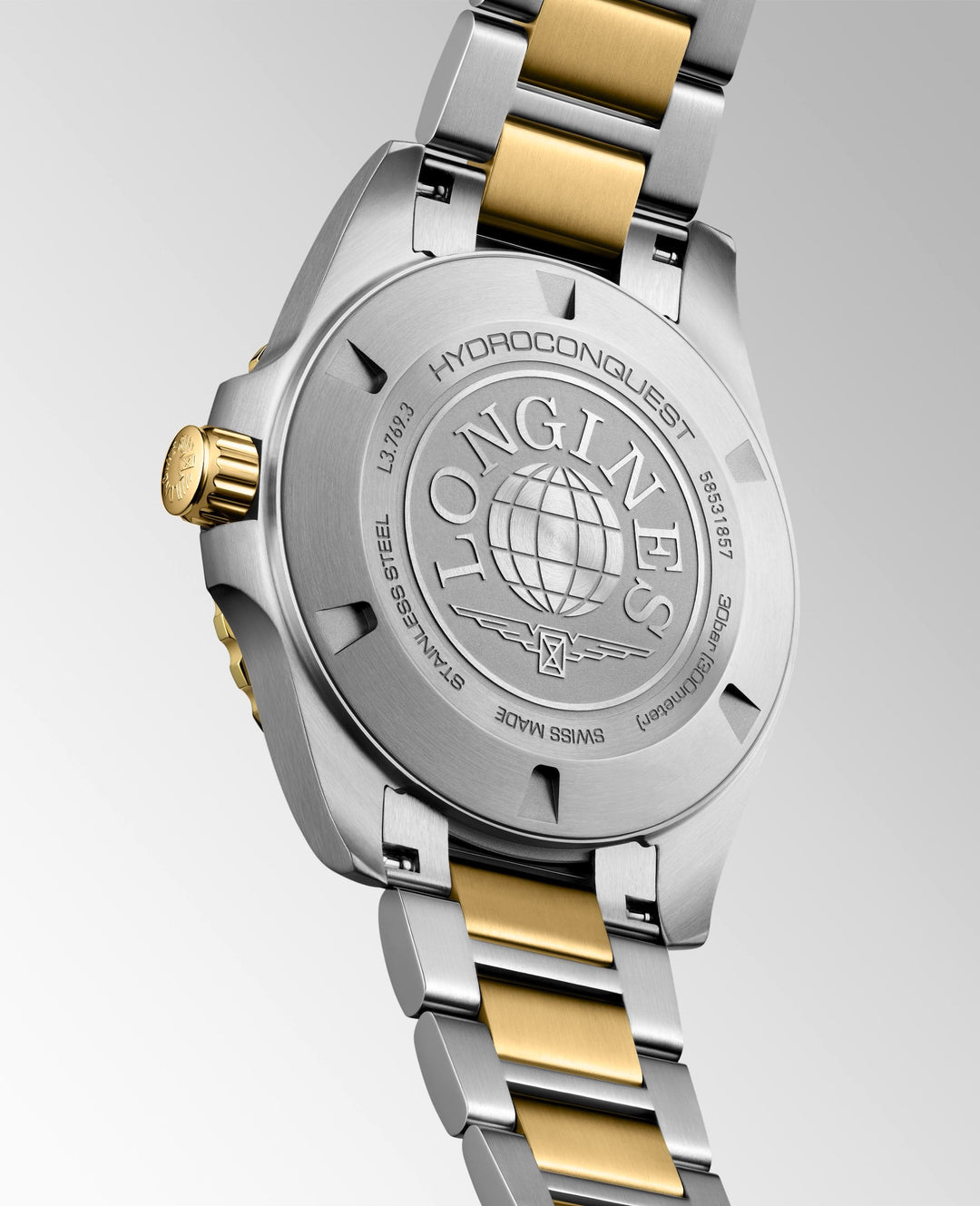 Longines - Hydroconquest - L3.769.3.96.7 – Quarzwerk – Schwarz, Gelbgold - 42 mm - Herrenuhr mit Stahlboden