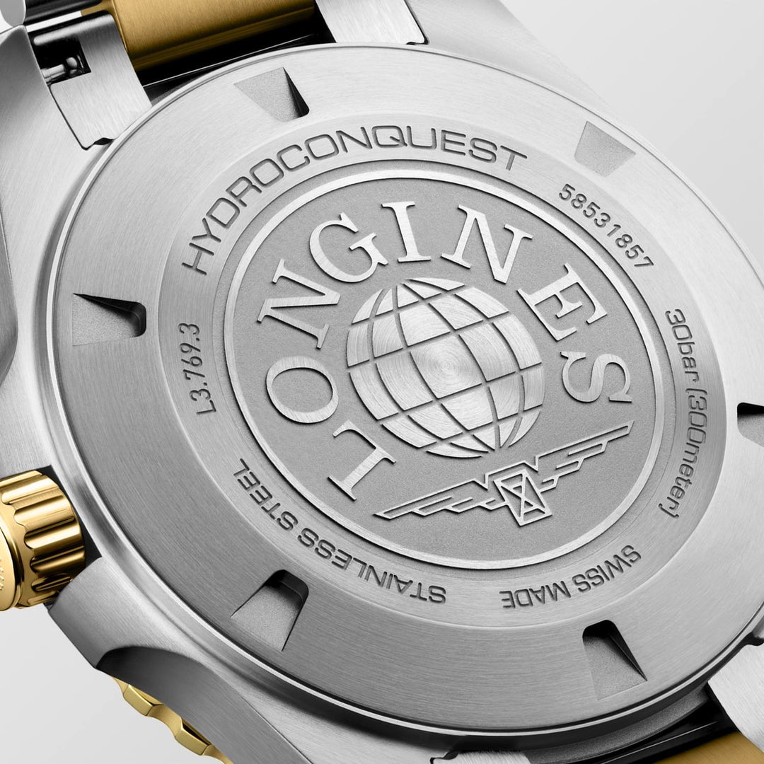 Longines - Hydroconquest - L3.769.3.96.7 – Quarzwerk – Schwarz, Gelbgold - 42 mm - Herrenuhr