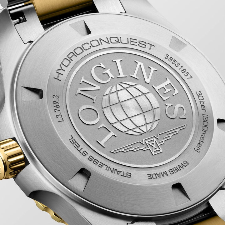 Longines - Hydroconquest - L3.769.3.96.7 – Quarzwerk – Schwarz, Gelbgold - 42 mm - Herrenuhr