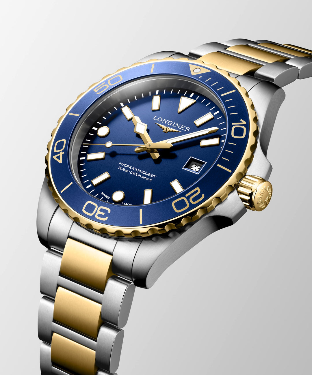 Longines - Hydroconquest - L3.769.3.96.7 – Quarzwerk – Schwarz, Gelbgold - 42 mm - Herrenuhr mit gelbgoldener PVD Beschichtung