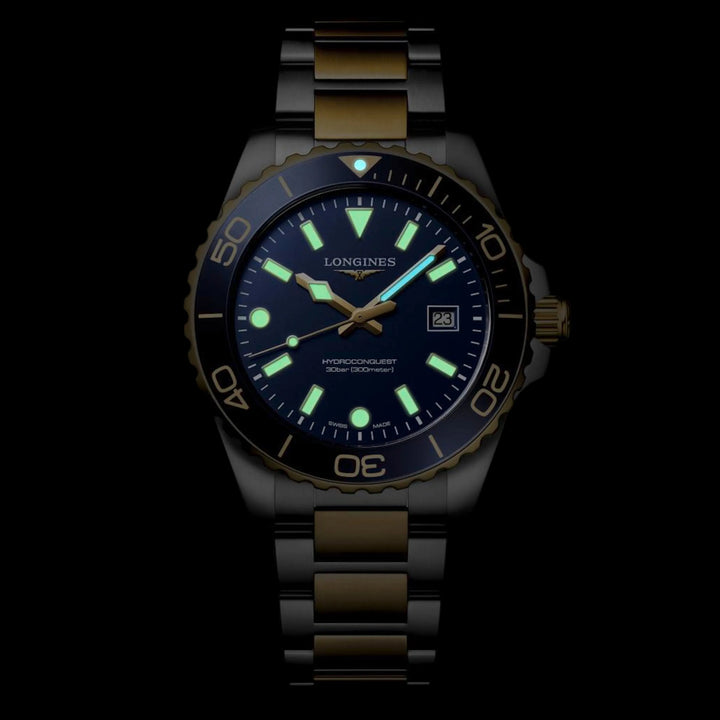 Longines - Hydroconquest - L3.769.3.96.7 – Quarzwerk – Schwarz, Gelbgold - 42 mm - Herrenuhr