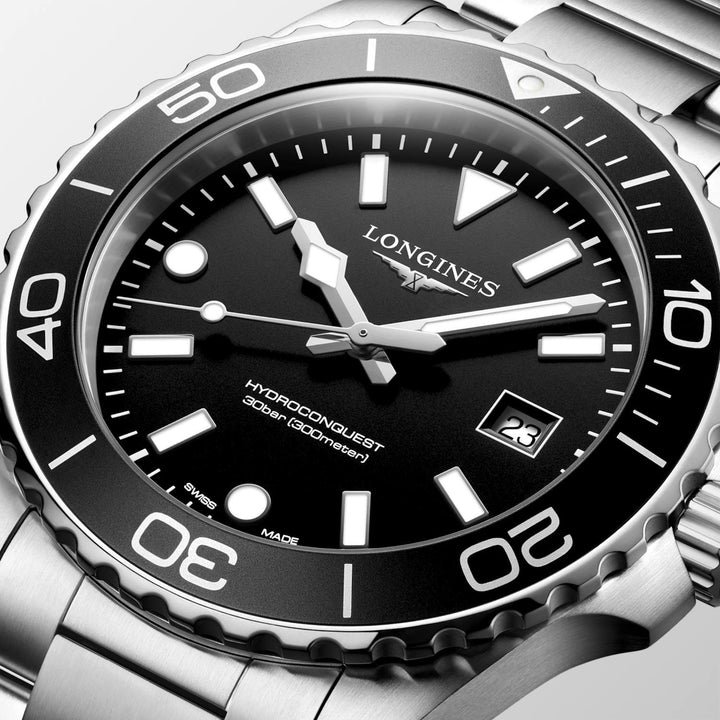 Longines - Hydroconquest - L3.769.4.56.6 – Quarzwerk – Schwarz - 42 mm - Herrenuhr bei Juwelier Krebber in Mönchengladbach