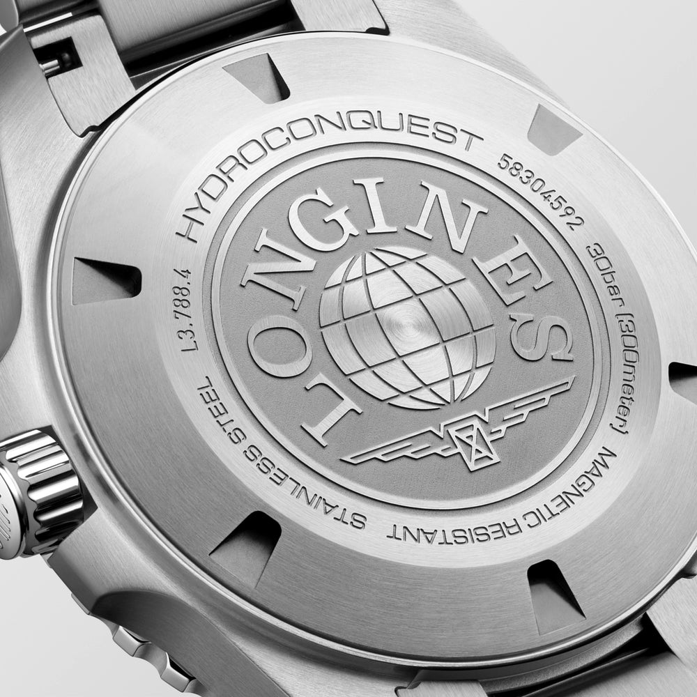 Longines - Hydroconquest - L3.788.4.56.6 – Automatikwerk – schwarz - 42 mm - Herrenuhr mit Edelstahl Gehäuseboden