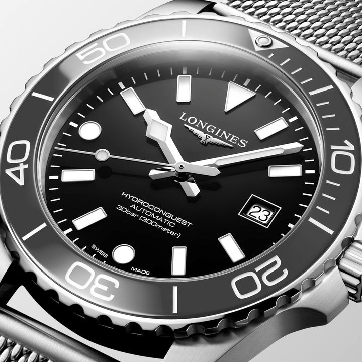 Longines - Hydroconquest - L3.788.4.70.6 – Automatikwerk – schwarz, grau - 42 mm - Herrenuhr schwarz