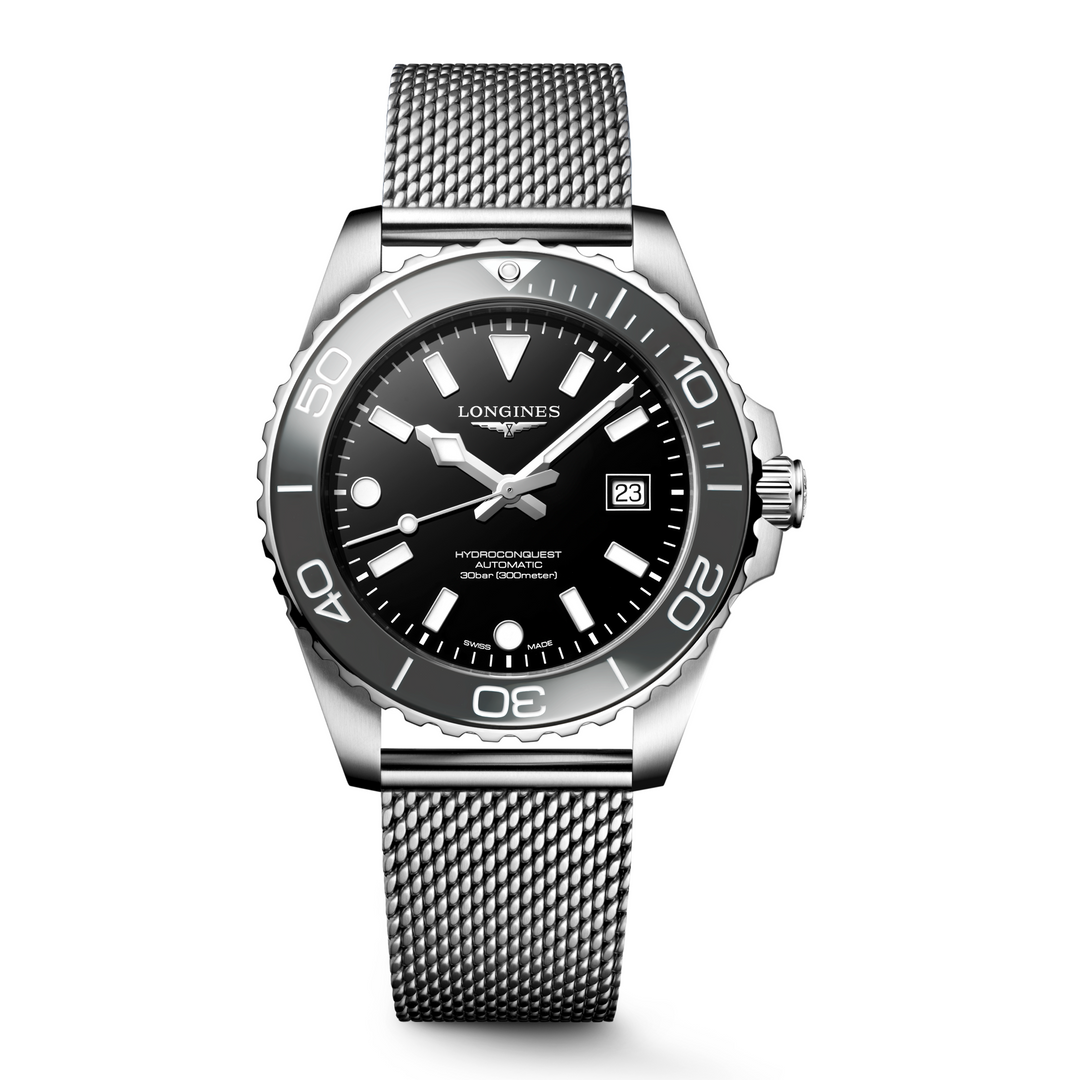 Longines - Hydroconquest - L3.788.4.70.6 – Automatikwerk – schwarz, grau - 42 mm - Herrenuhr