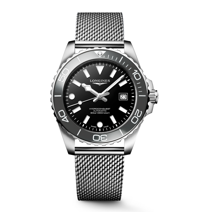Longines - Hydroconquest - L3.788.4.70.6 – Automatikwerk – schwarz, grau - 42 mm - Herrenuhr