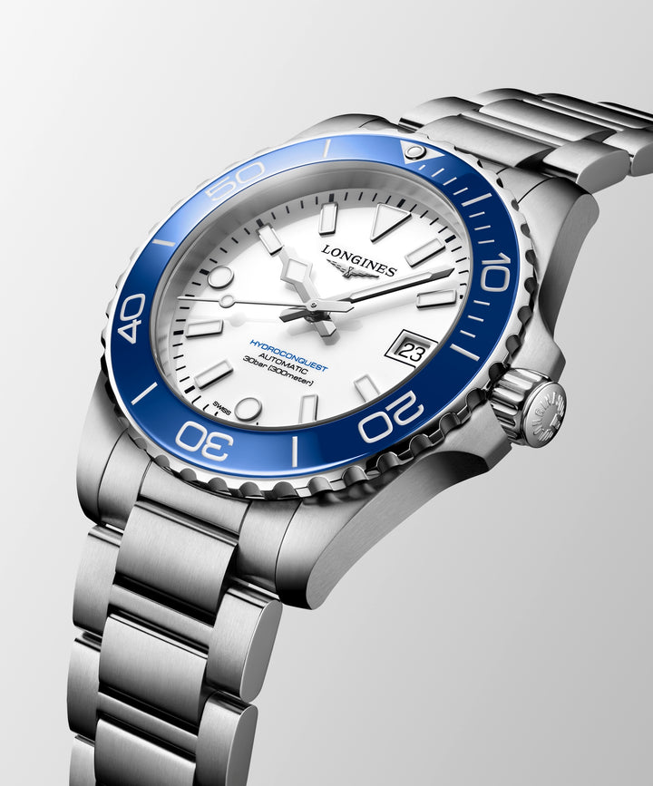 Longines - Hydroconquest Sylt Edition - L3.779.4.19.6 – Automatikwerk – weiß, blau - 39 mm - Herren- und Damenuhr bei Juwelier Krebber in Mönchengladbach