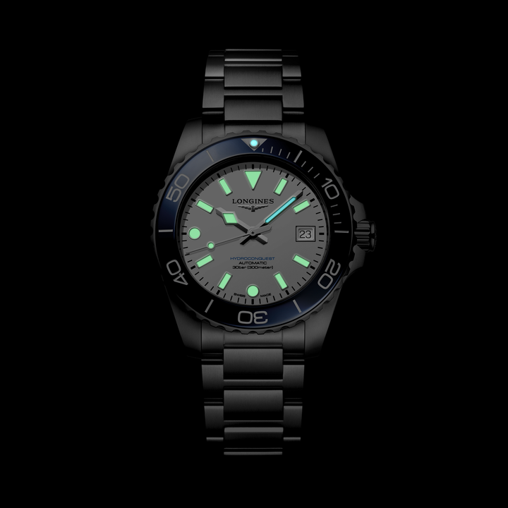 Longines - Hydroconquest Sylt Edition - L3.779.4.19.6 – Automatikwerk – weiß, blau - 39 mm - Herren- und Damenuhr Leuchtmasse