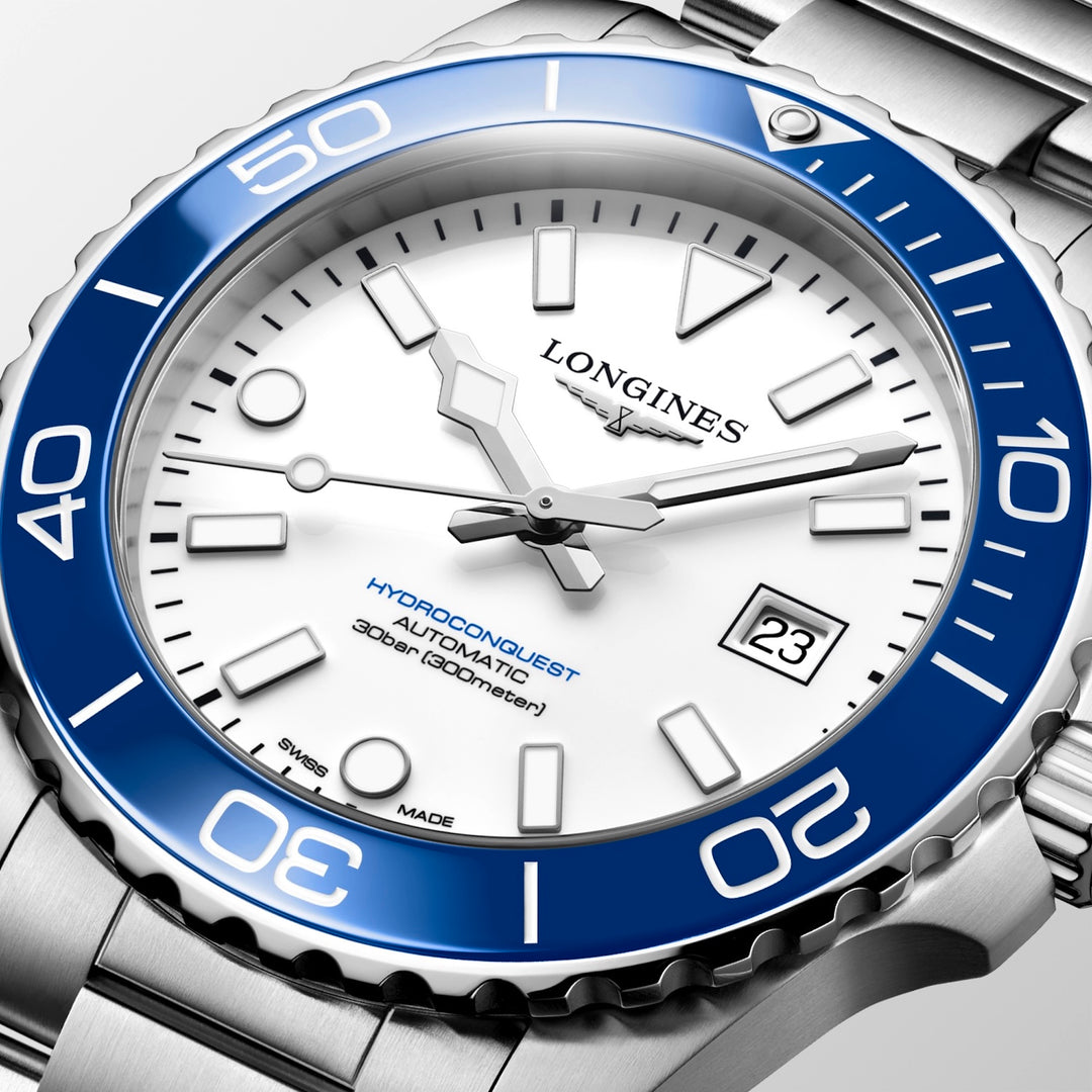 Longines - HydroConquest Sylt Limited Edition - L3.788.4.19.6 – Automatikwerk – weiß, blau - 42 mm - Herrenuhr mit weißem Zifferblatt