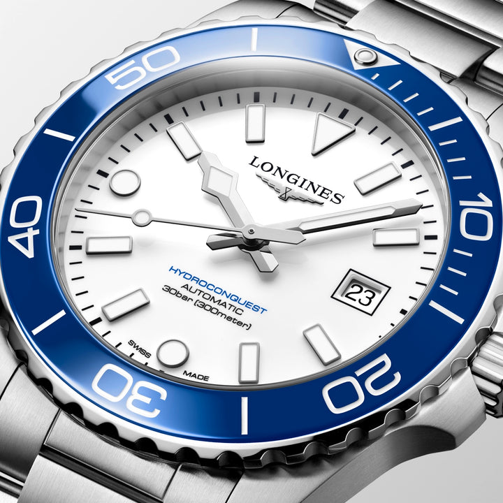 Longines - HydroConquest Sylt Limited Edition - L3.788.4.19.6 – Automatikwerk – weiß, blau - 42 mm - Herrenuhr mit weißem Zifferblatt