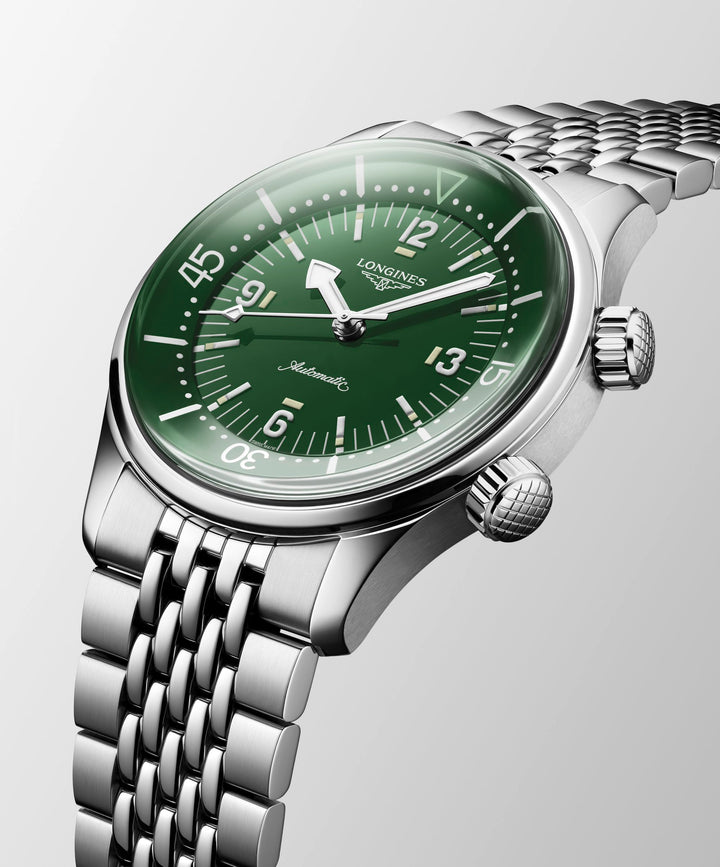 Longines Legend Diver - L3.764.4.06.6 – Automatikwerk – grün - 39 mm - Herrenuhr mit Stahlband