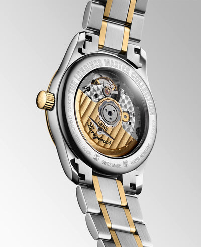 Longines - Master Collection mit der Referenz L2.357.5.87.7 besteht aus Edelstahl und 18 Karat Gelbgold Cap 200 Damenuhr mit Saphirglasboden