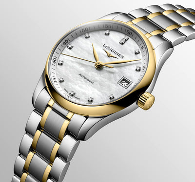 Longines - Master Collection mit der Referenz L2.357.5.87.7 besteht aus Edelstahl und 18 Karat Gelbgold Cap 200 Damenuhr