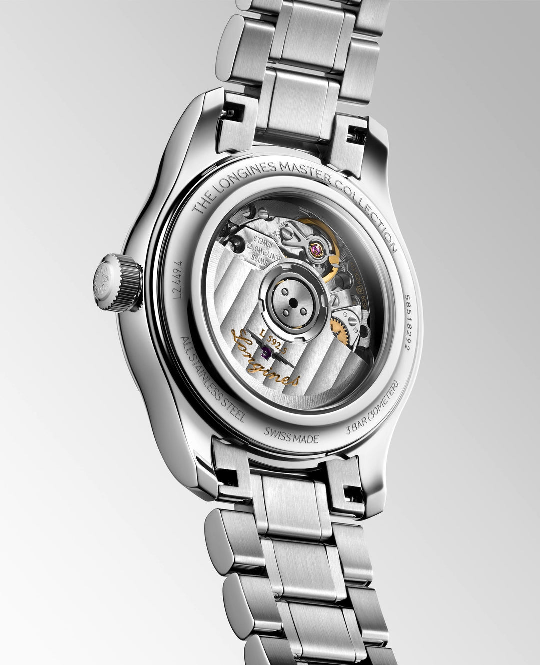 Longines - Master Collection - L2.449.4.87.6 – Automatikwerk – weiß - 30 mm - Damenuhr mit transparenten Gehäuseboden