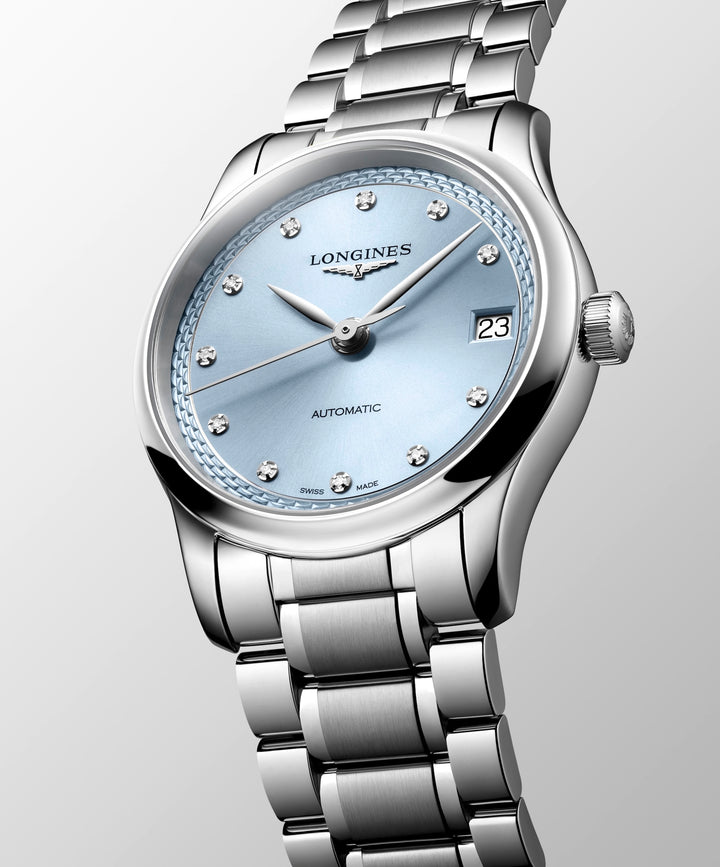 Longines - Master Collection - L2.450.4.97.6 – Automatikwerk – Hellblau - 34 mm - Damenuhr mit Diamanten