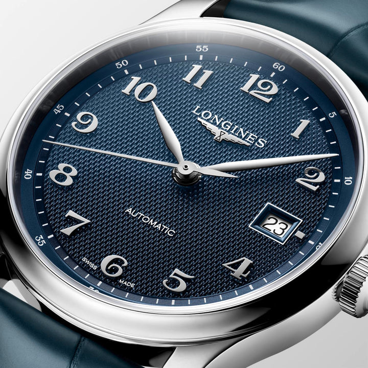 Longines - Master Collection - L2.949.4.93.2 – Automatikwerk – blau - 39 mm - Herrenuhr körniges Zifferblatt